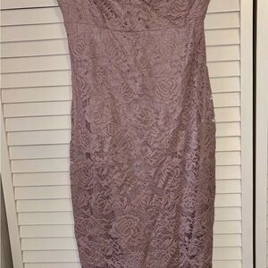 Express Strapless Lace Dress in Mauve